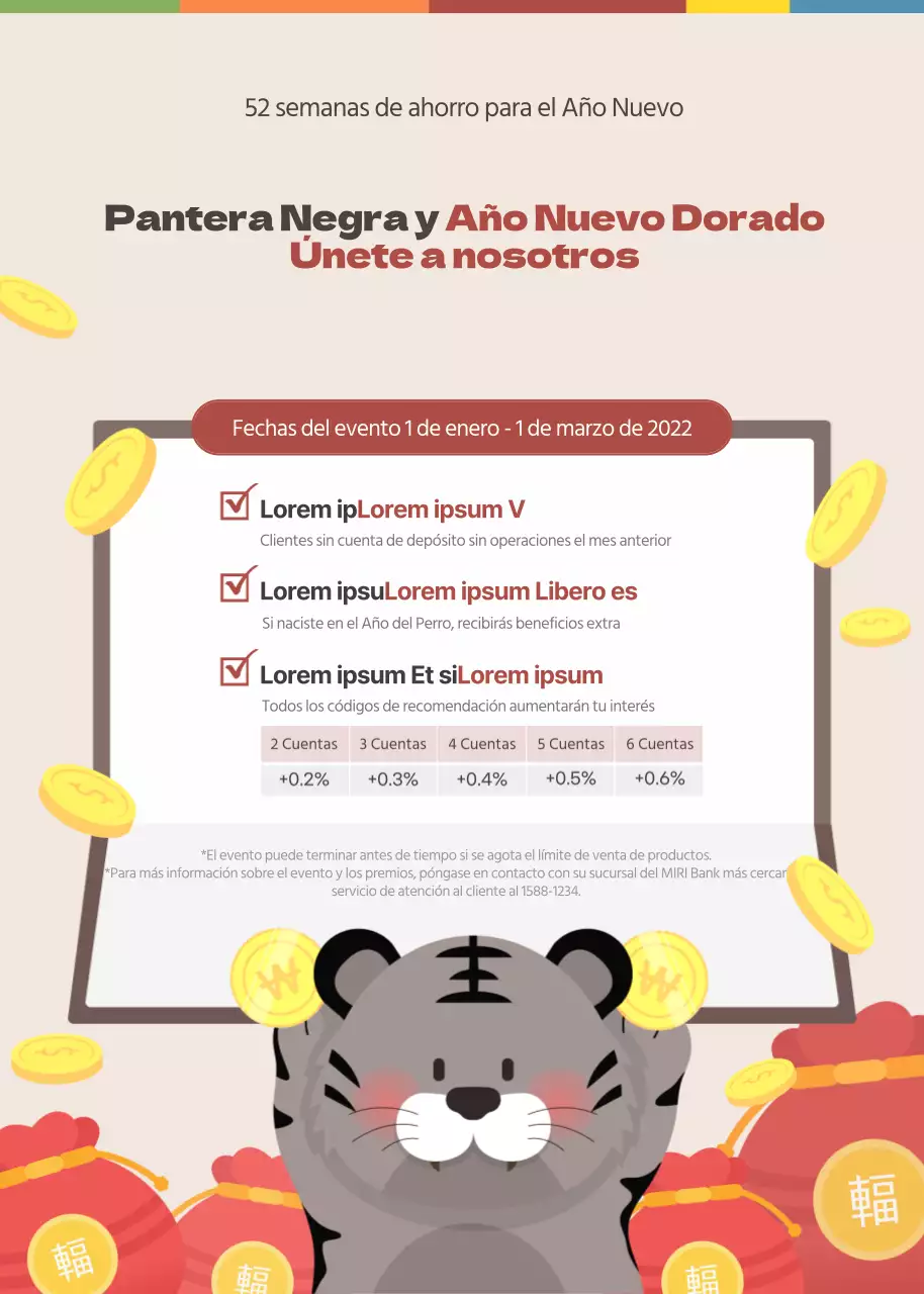 Evento de ahorro del Año del Tigre en color albaricoque
