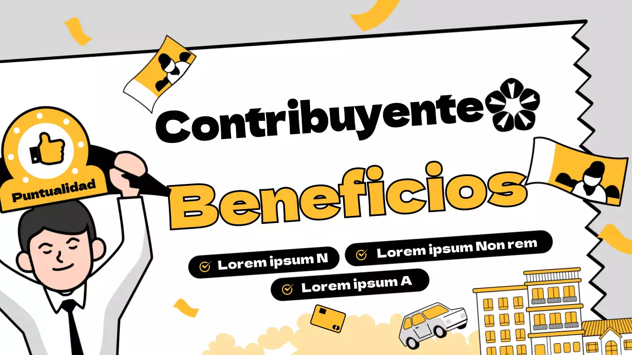 Modelo de guía de prestaciones para contribuyentes con contorno amarillo negro concepto de recibo ilustración