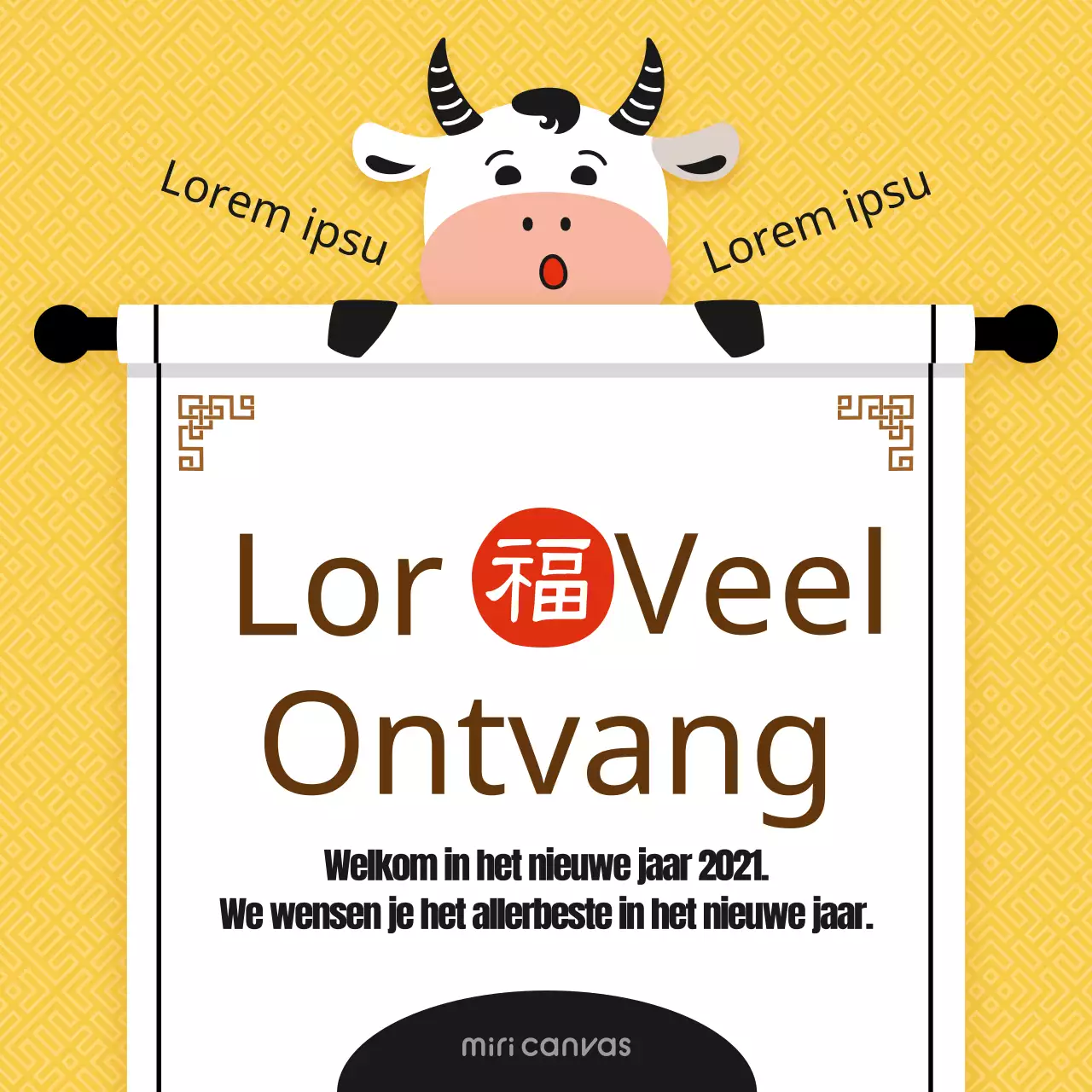 Nieuwjaarswensen met een schattig concept in geel