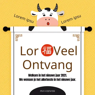 Nieuwjaarswensen met een schattig concept in geel