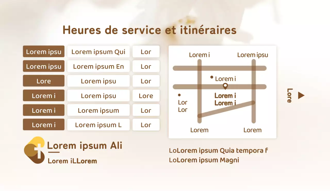 Style simple en blanc et brun pour l'information et la promotion de l'église