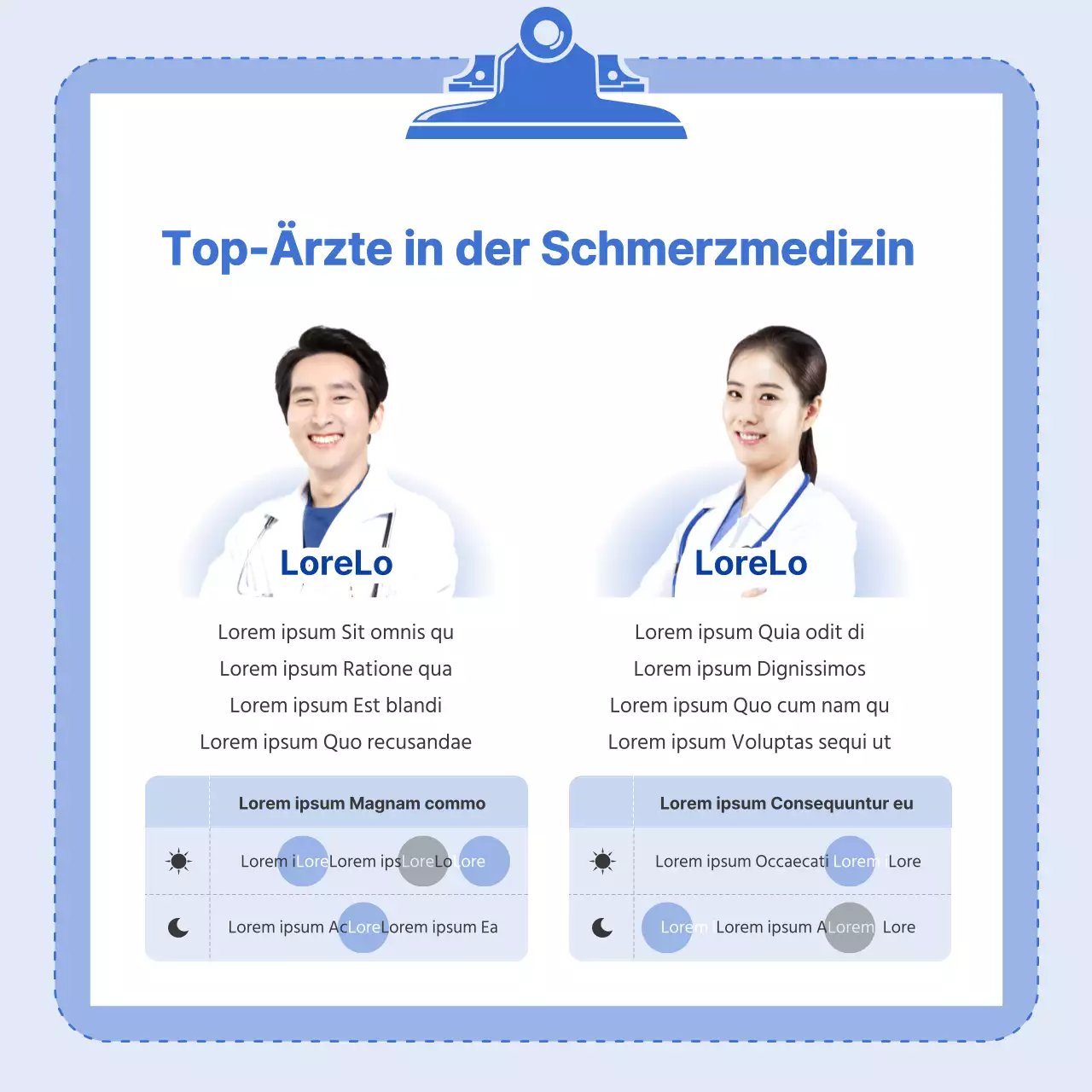 Eine blaue, saubere Illustration und Infografik mit einem Hydrotherapie-Konzept
