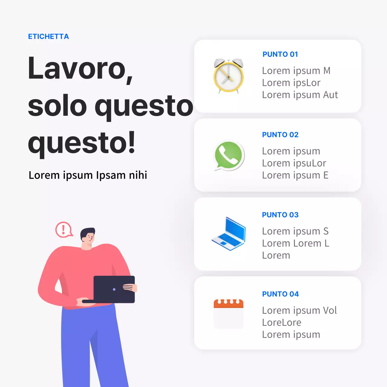 Dibattito sul posto di lavoro blu pulito cardnews design