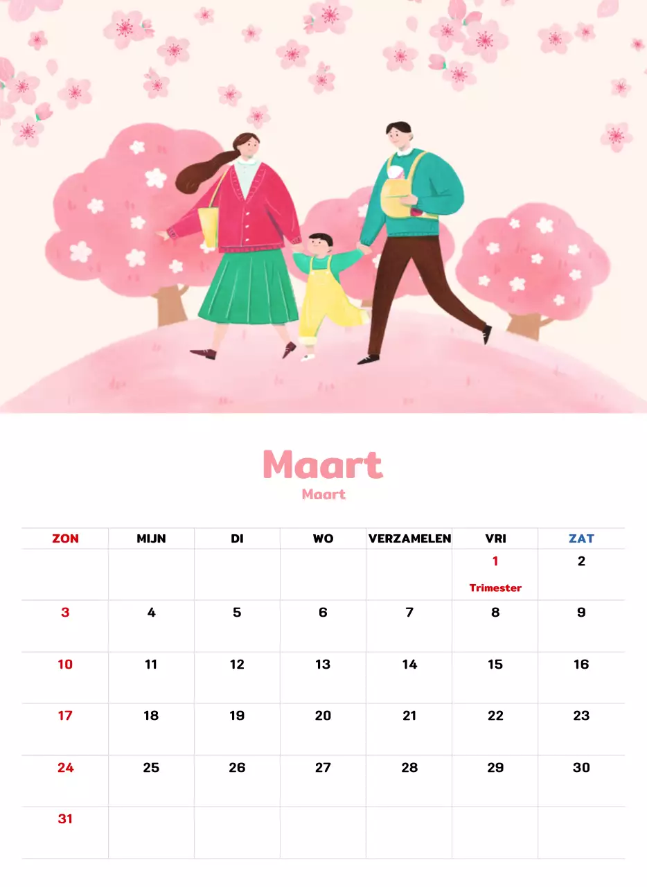 Een warme, geïllustreerde nieuwjaarskalender