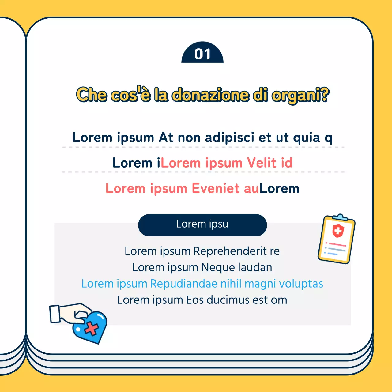 Biglietto di auguri giallo e blu per la Giornata della donazione degli organi, design di novità