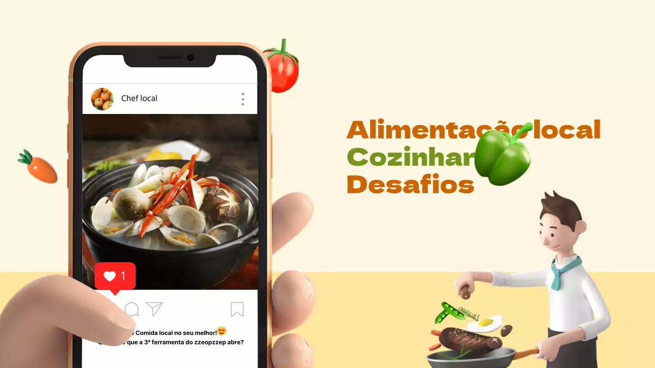Conceito simples de tema de cozinha local com gráficos 3D laranja-cáqui e imagens fotorrealistas