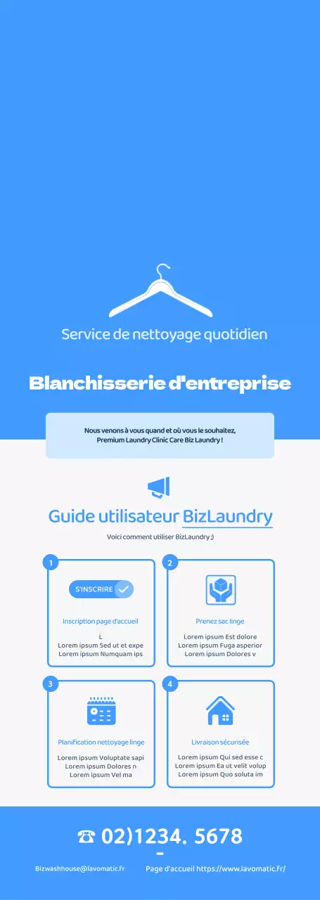 Frais, net et bleu Guide de l'utilisateur de la blanchisserie Simple Style