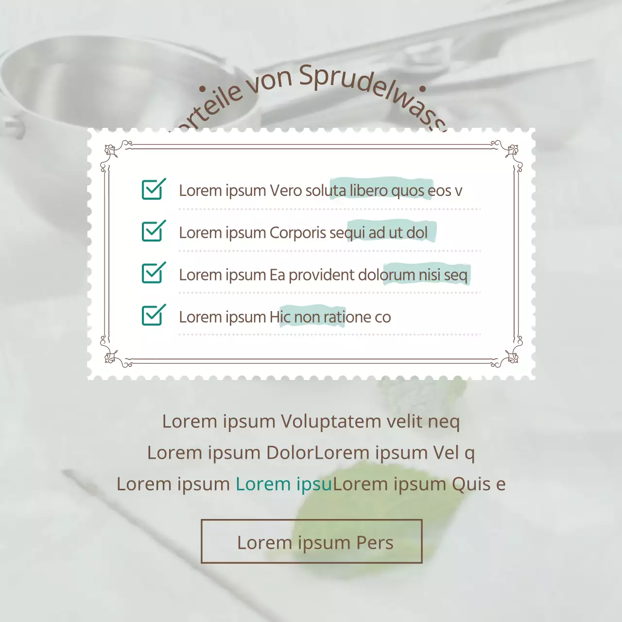 Wie man prickelndes Wasser mit einem beruhigenden türkisfarbenen Thema verwendet