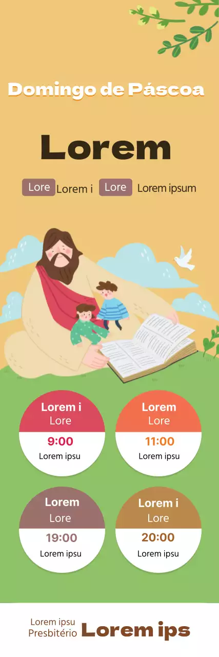 Ilustração amarela promoção do serviço de ação de graças da Páscoa da igreja