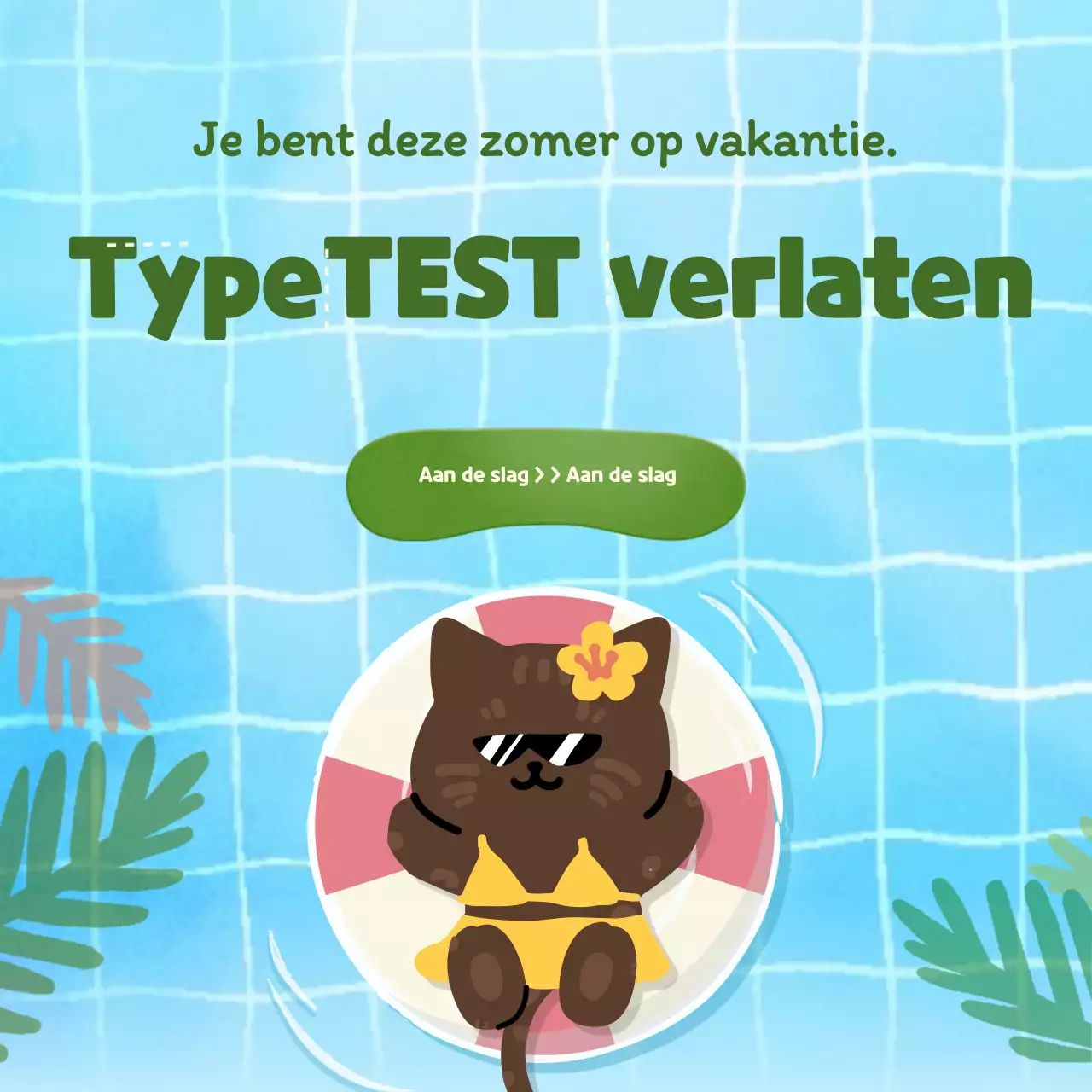 Vakantie type psychologie test met een schattig blauw zwembad concept
