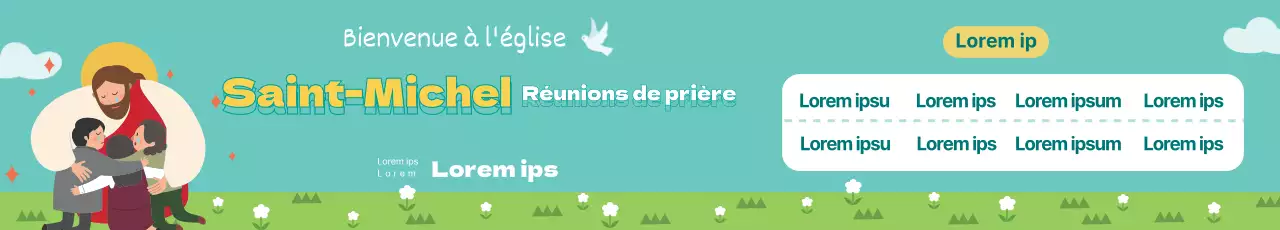 Promotion de la réunion de prière de l'église avec une illustration bleue