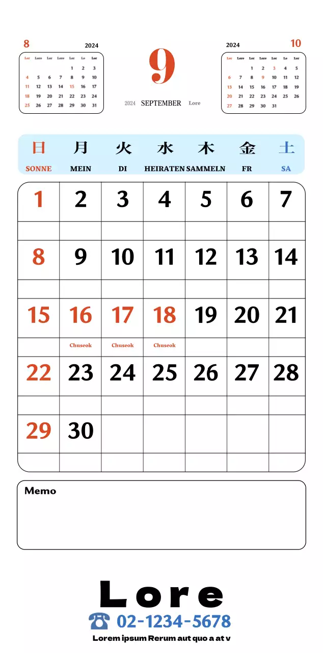 Rote und blaue Retro-Untersetzer Erinnerungskalender