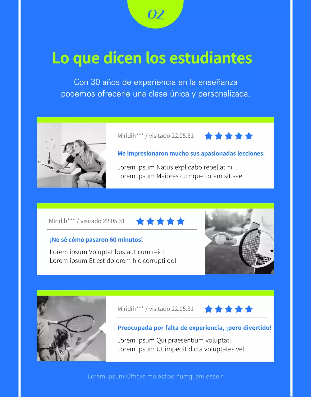 Clases de tenis de un día en colores azul y neón Billete para un día de experiencia Clases 1:1 Salud y forma física Academia MyTennis