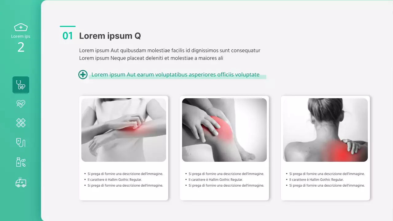 Presentazione della classe di infermieristica che evidenzia le illustrazioni verdi