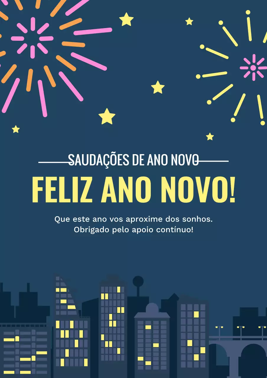 cartão de felicitações de ano novo city scape