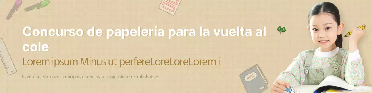 Oferta de papelería verde y marrón para la vuelta al cole