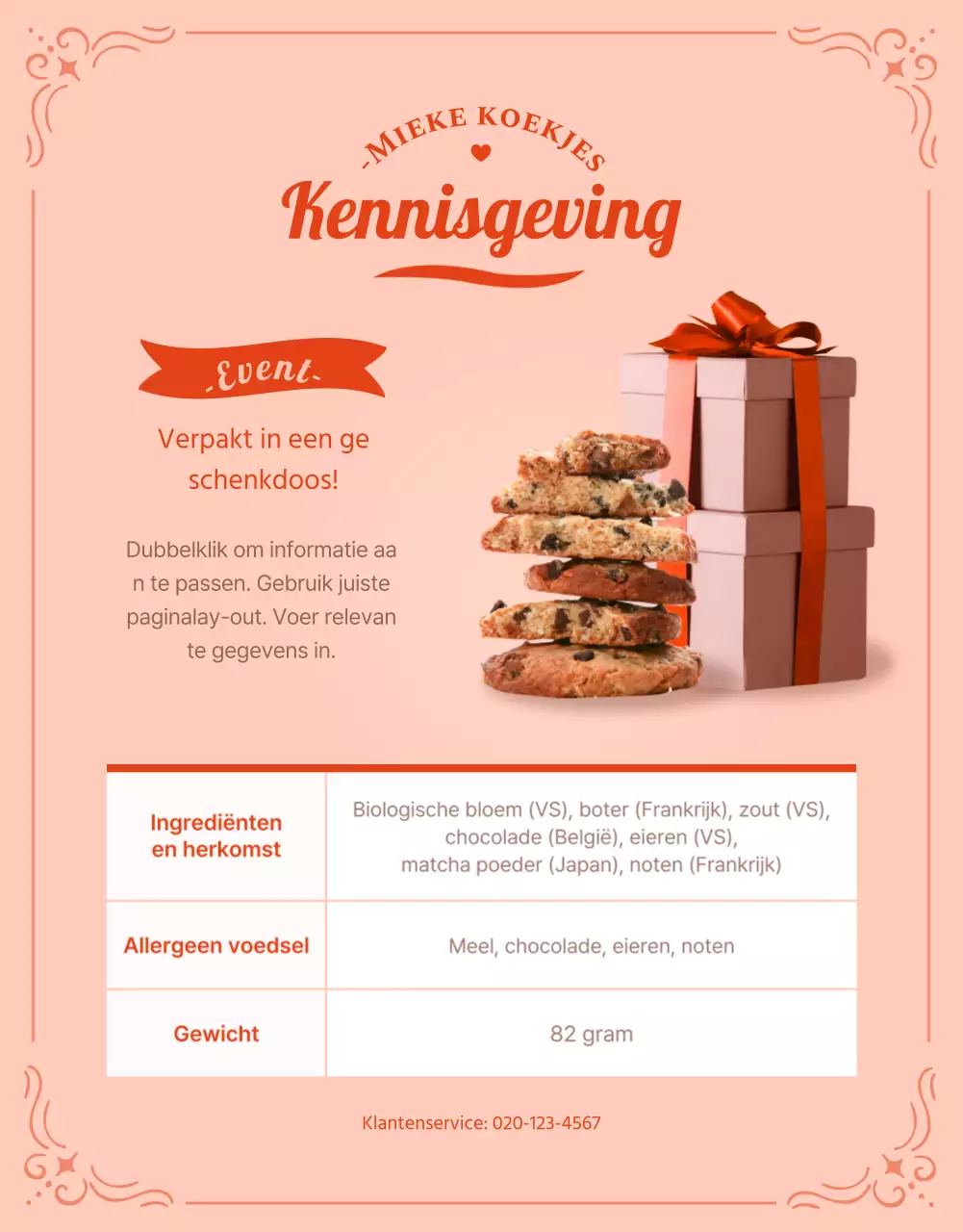 Roze en rode koekjes bestellen