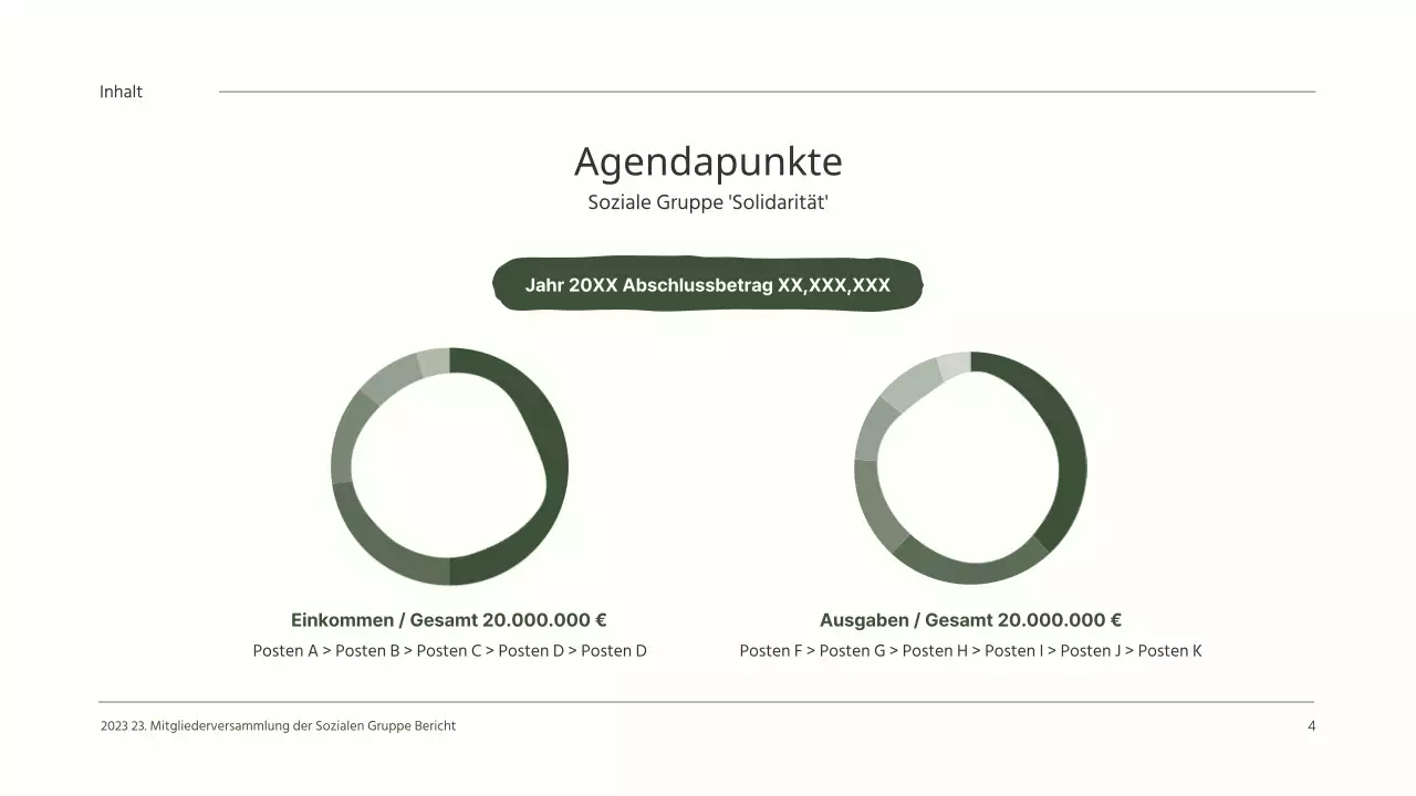 Sauberer HV-Ergebnisbericht mit hübschen grünen Illustrationen