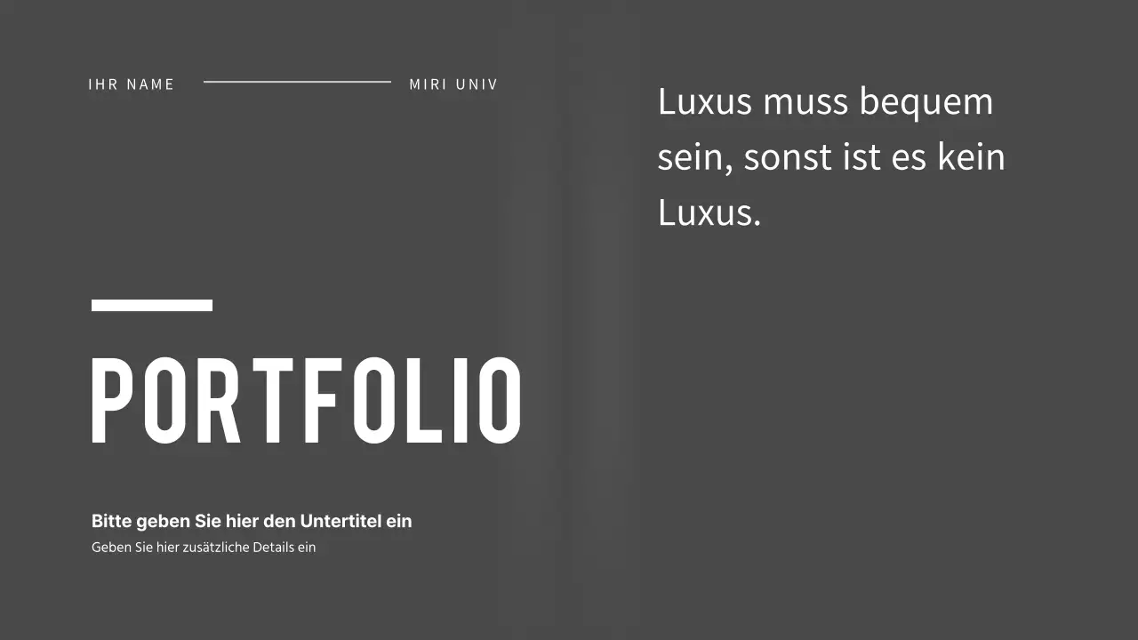 Präsentation des Portfolios