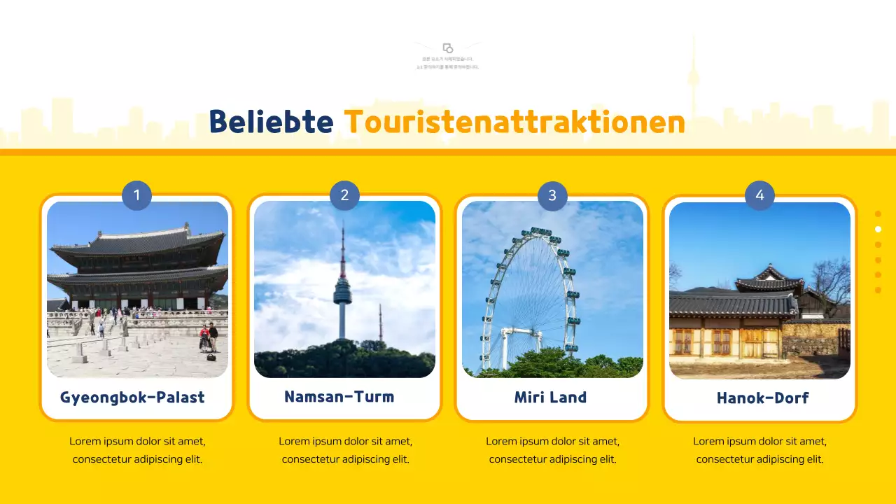 Gelb und blau illustrierter Reiseführer für Südkorea