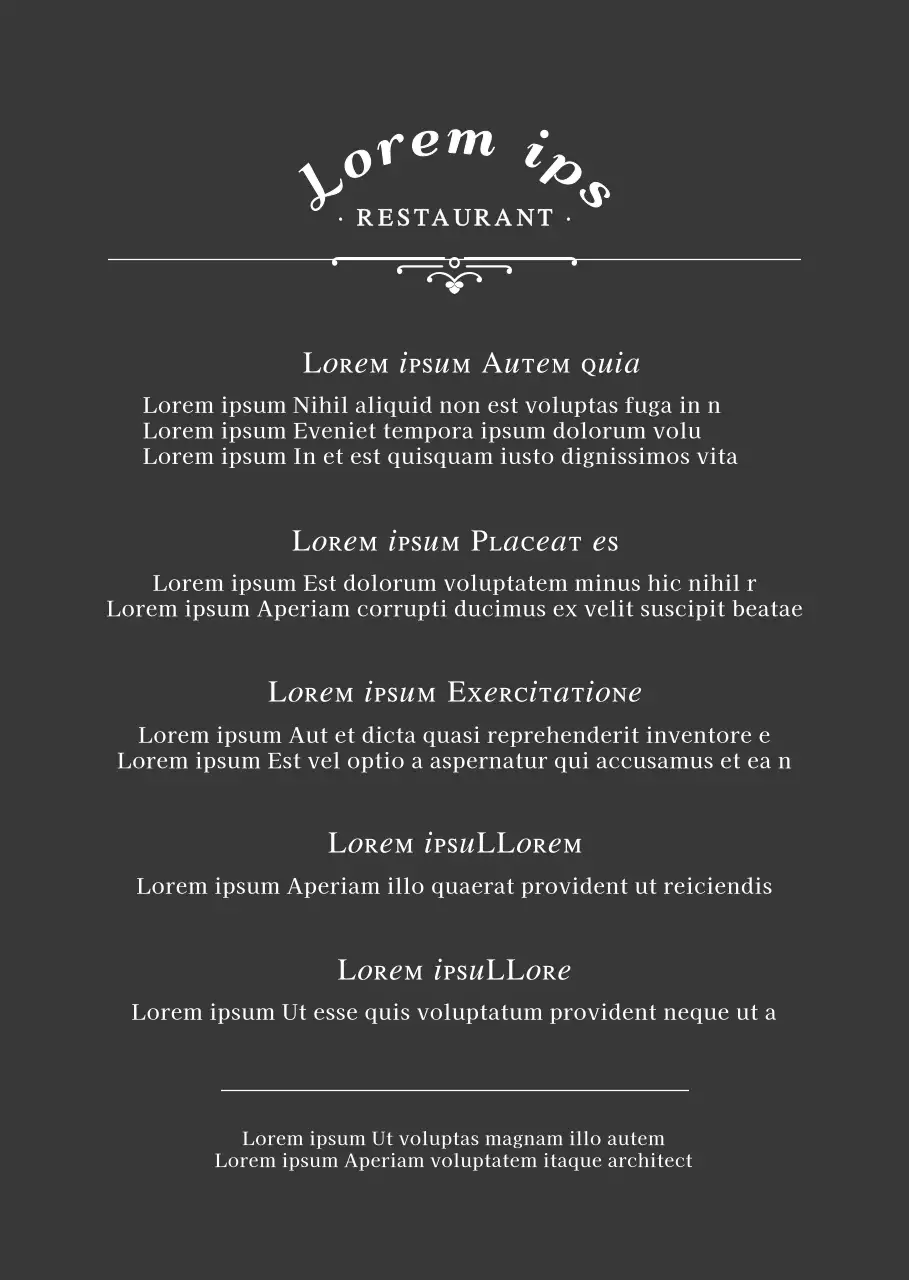 Un restaurant au concept simple, en noir et blancPlanification des menus et fixation des prix