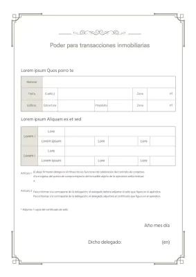Transacciones inmobiliarias documentadas Poder de representación Agente delegado Inmobiliario