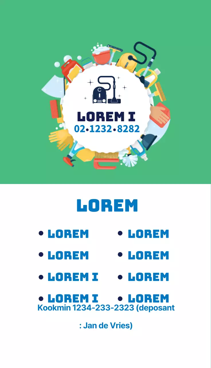 Groene illustratie schattige schoonmaakservice schoonmaakbevordering