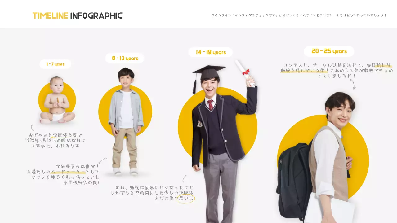 黄色 シンプル 成長 ドキュメント インフォグラフィック