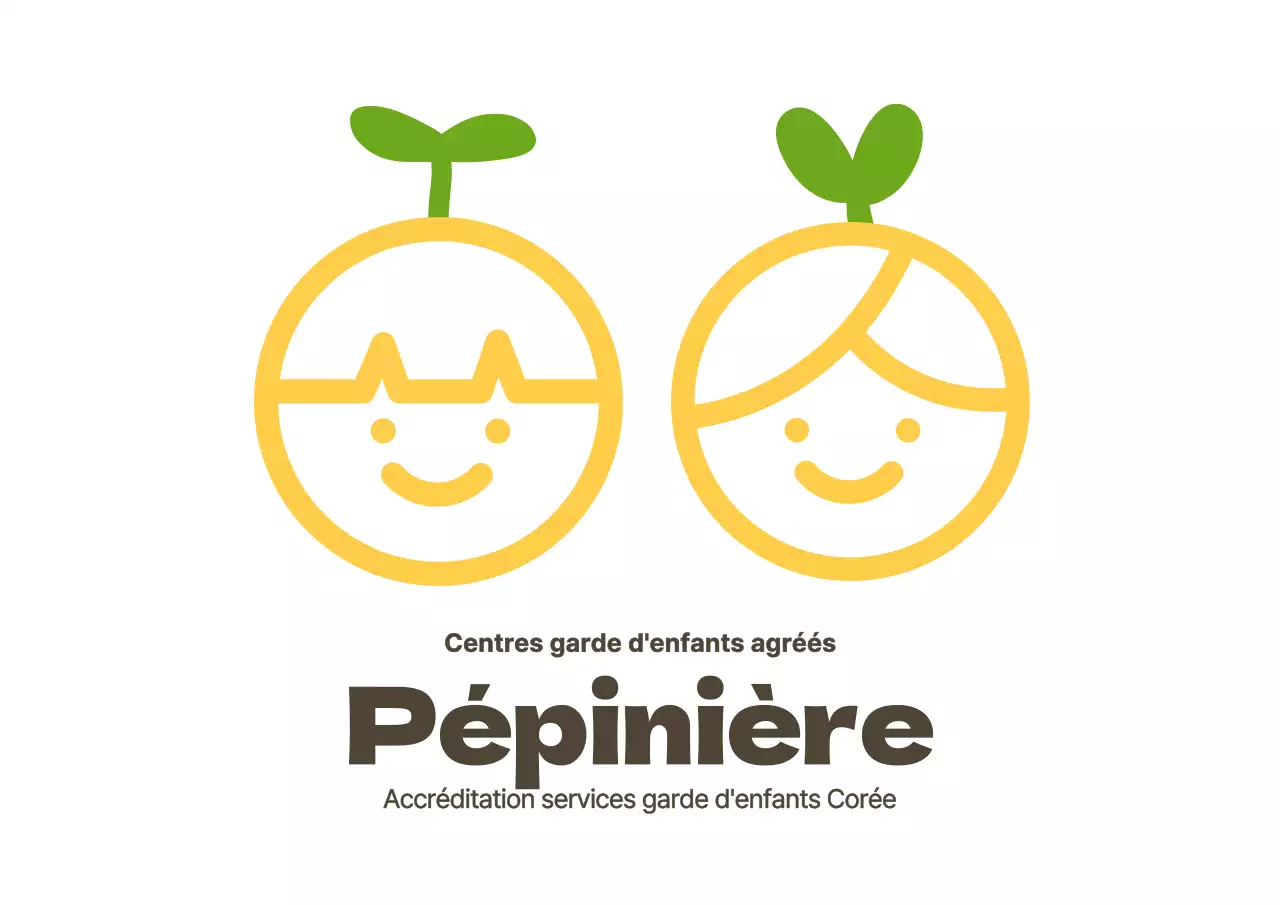 Panneau de style épuré pour logo de crèche en jaune et marron
