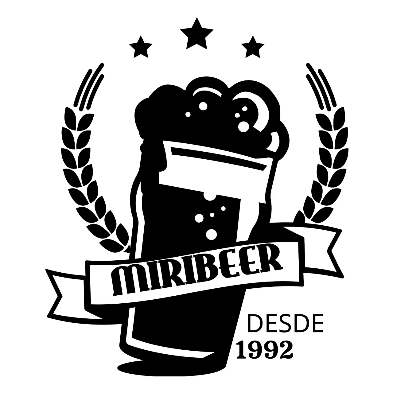 Conceito de cervejaria com um logótipo simples ilustrado a preto