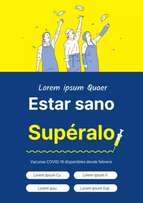 Amarillo azul marino ilustración limpia corona vacuna