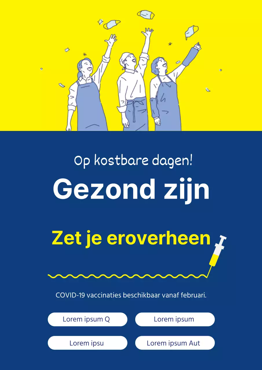 Geel marine blauw illustratie net corona vaccin