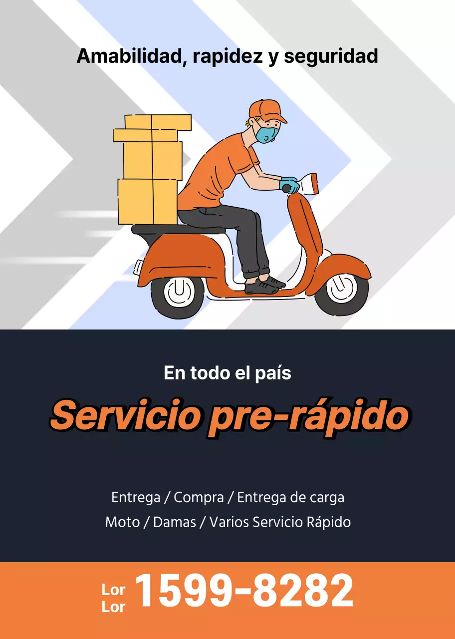 Promocione su negocio de servicio rápido con una ilustración naranja