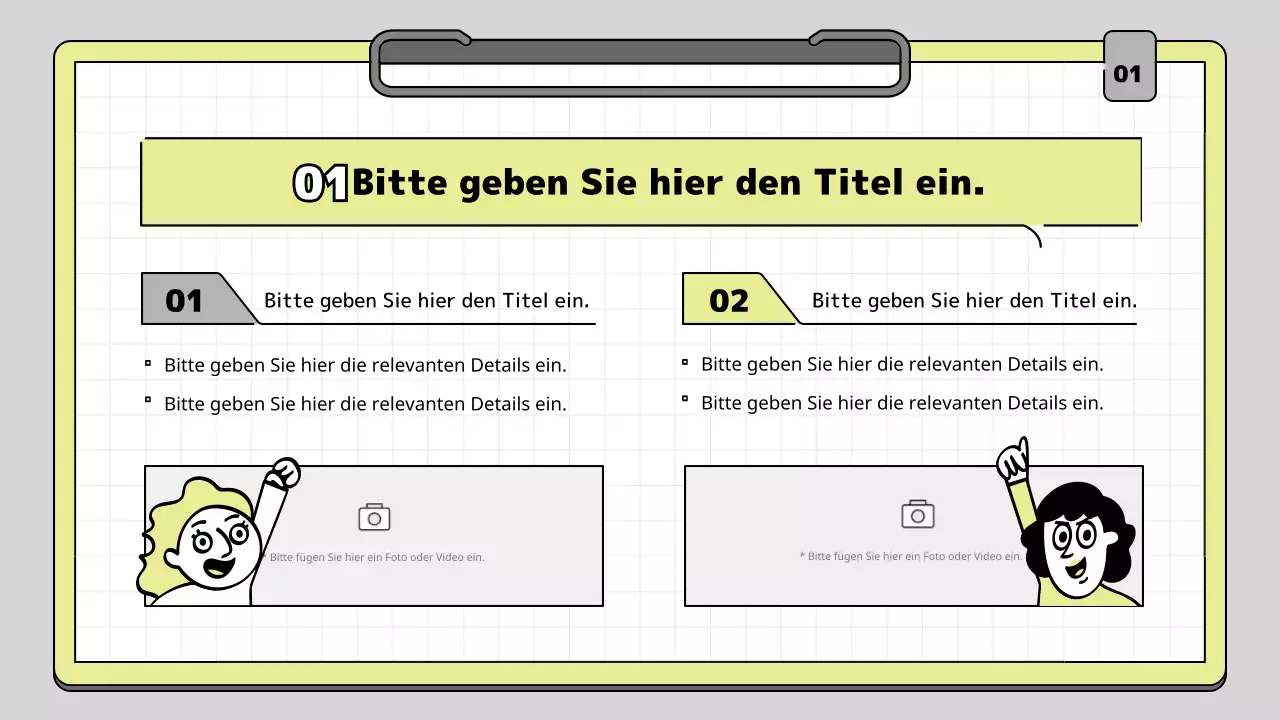 Klemmbrett Konzept pädagogische Präsentation Kit in Kalk und weiß