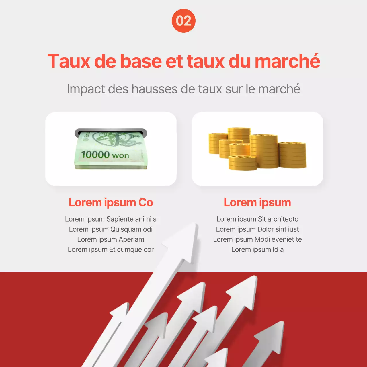 Informations sur les hausses de taux dans des tons violets et rouges