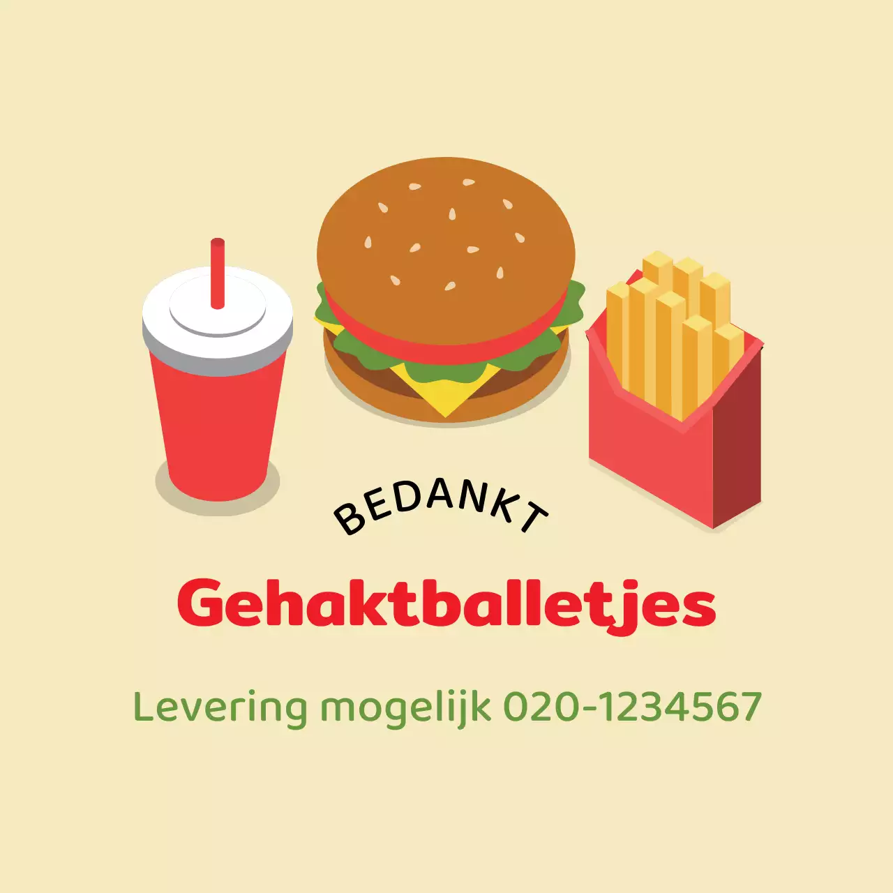 Gele illustratie schattig restaurant hamburger bezorging promotie label