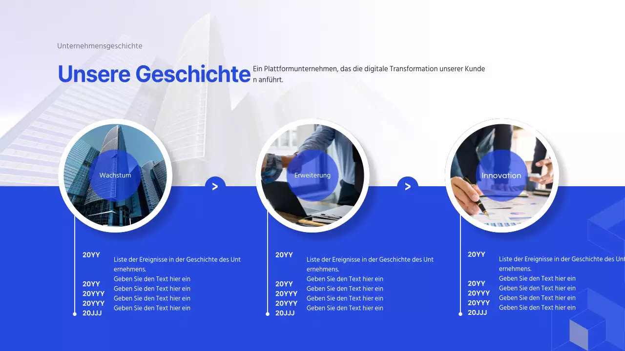 Firmenprofil eines IT-Unternehmens in Blau (Präsentation)