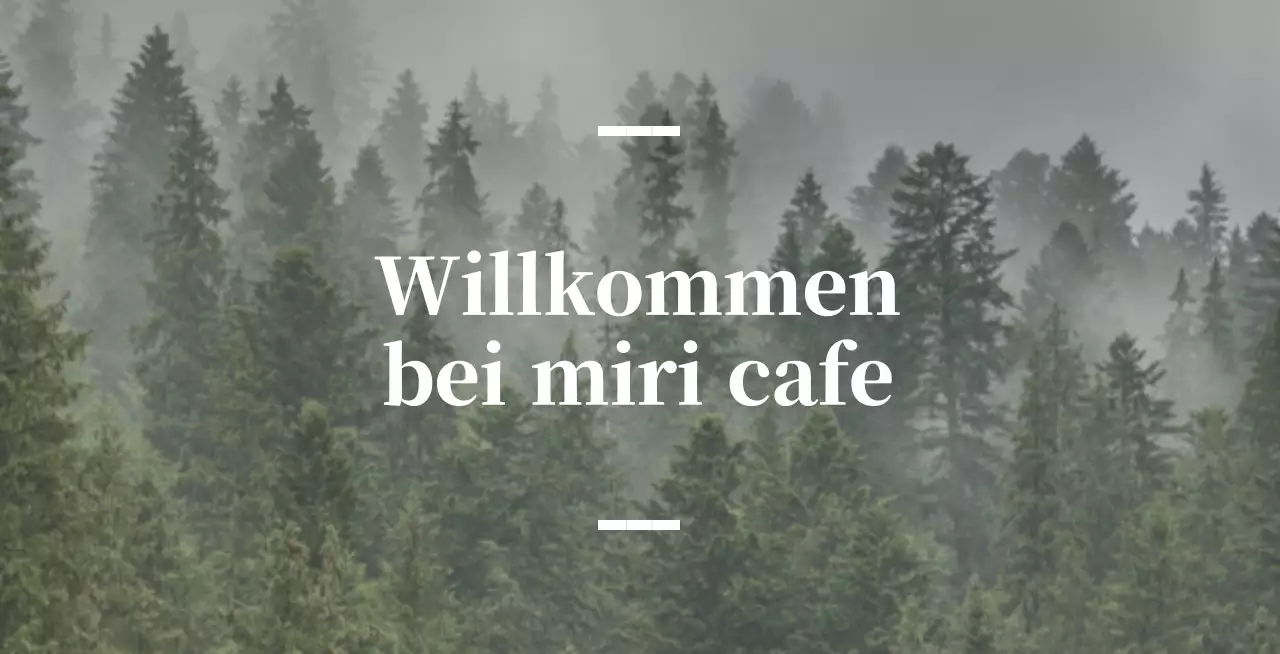 Englischsprachiges Cafe Balsa mit sentimentaler Beschilderung mit einem Foto eines Waldes.
