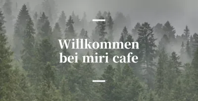 Englischsprachiges Cafe Balsa mit sentimentaler Beschilderung mit einem Foto eines Waldes.