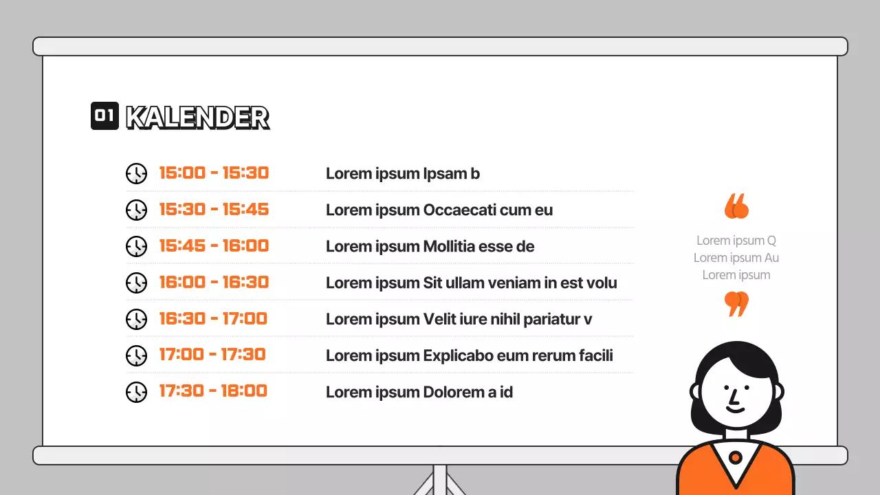 Discussiepresentatie met oranje illustratie