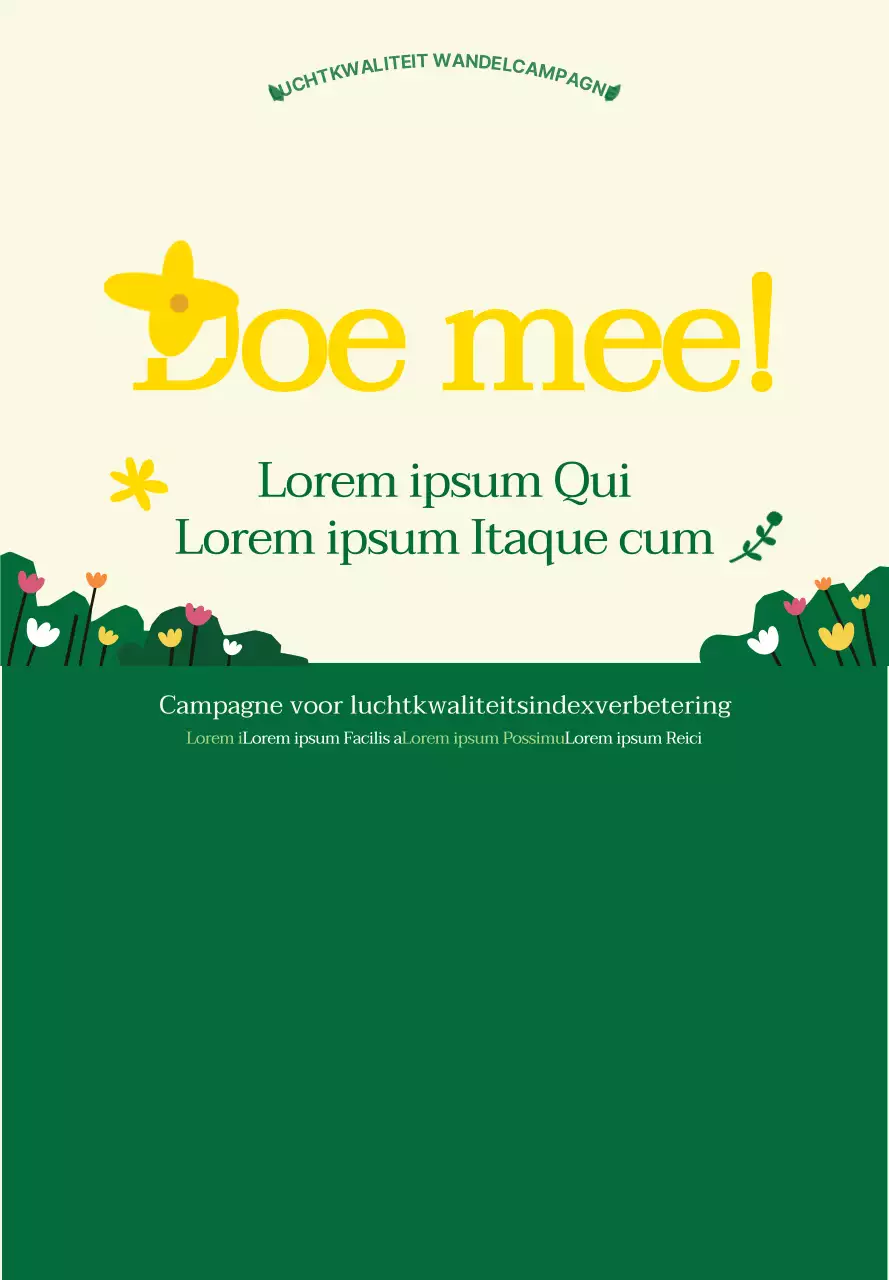 Over de groen-gele campagne Loop naar je werk in een schone stijl