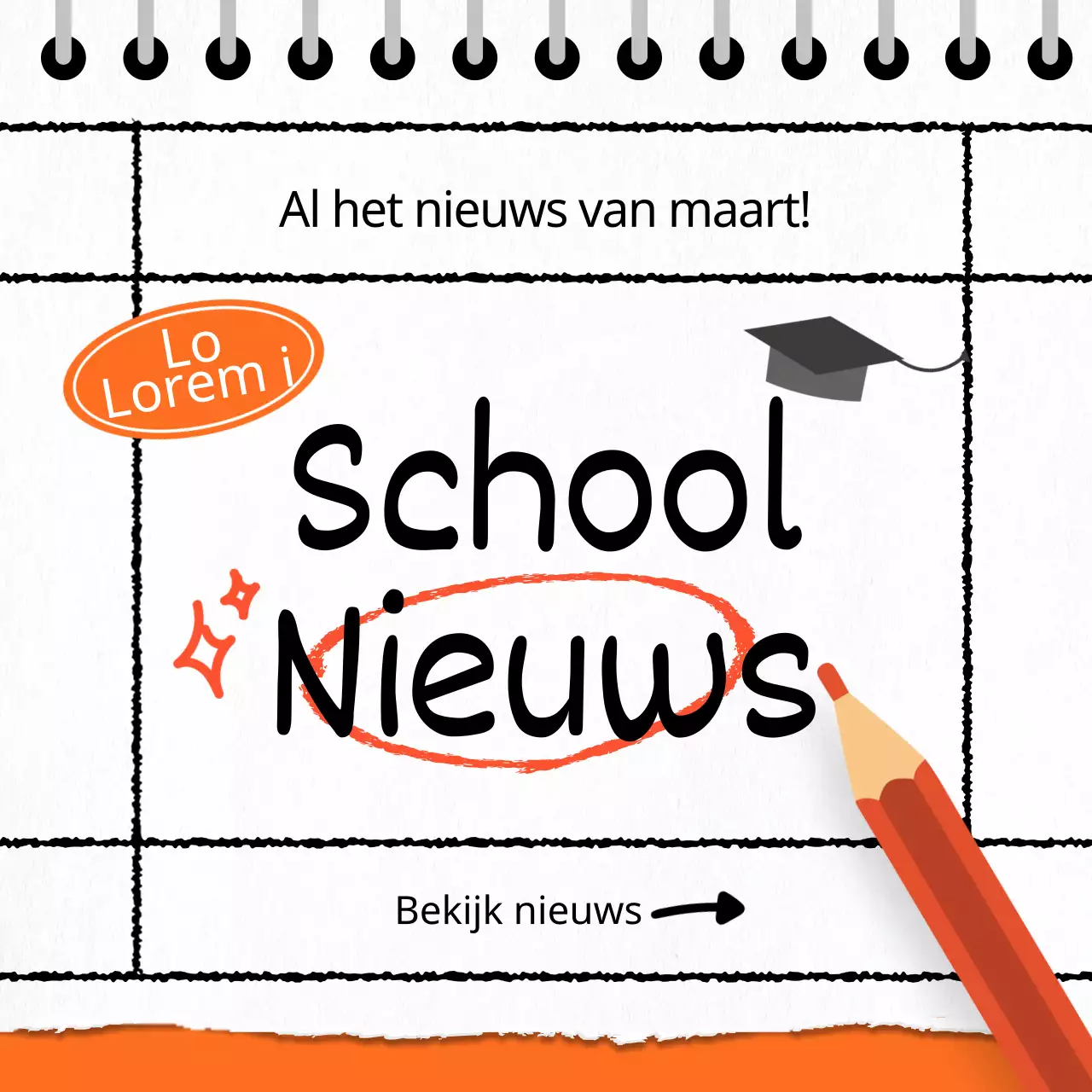Wekelijks schoolnieuws met een oranje kalenderconcept