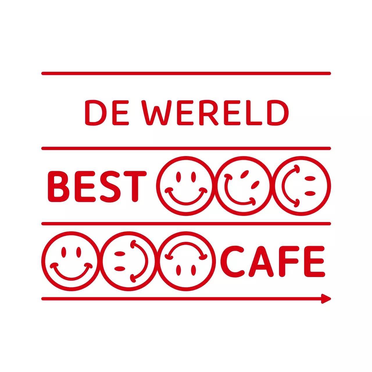 Eenvoudig, strakke tekst en emoji combinatie café in rood