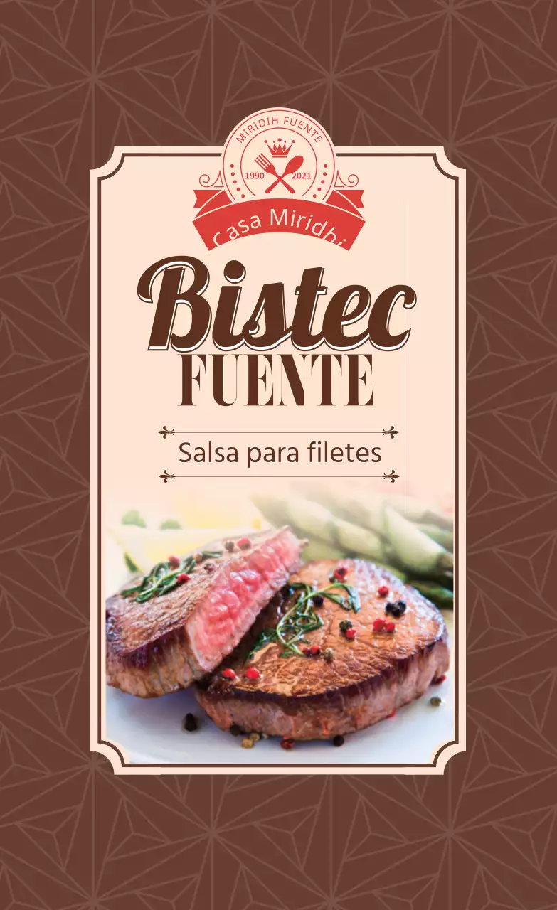 Etiqueta de salsa de carne marrón foto vintage