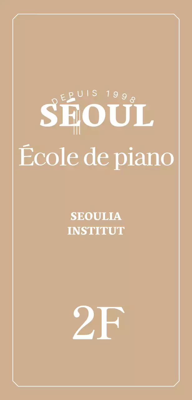 Enseigne avec le logo d'une école de piano de classe sur fond doré