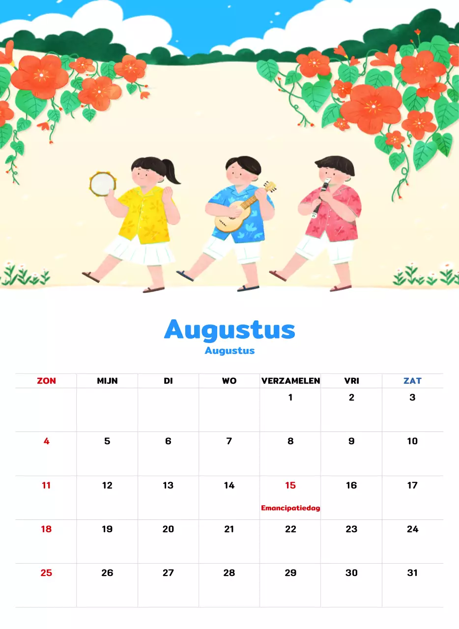 Een warme, geïllustreerde nieuwjaarskalender