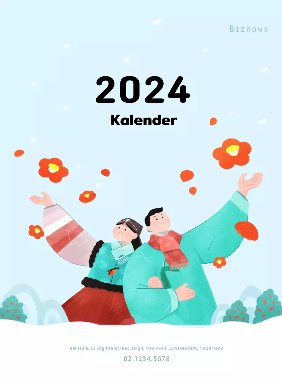 Een warme, geïllustreerde nieuwjaarskalender