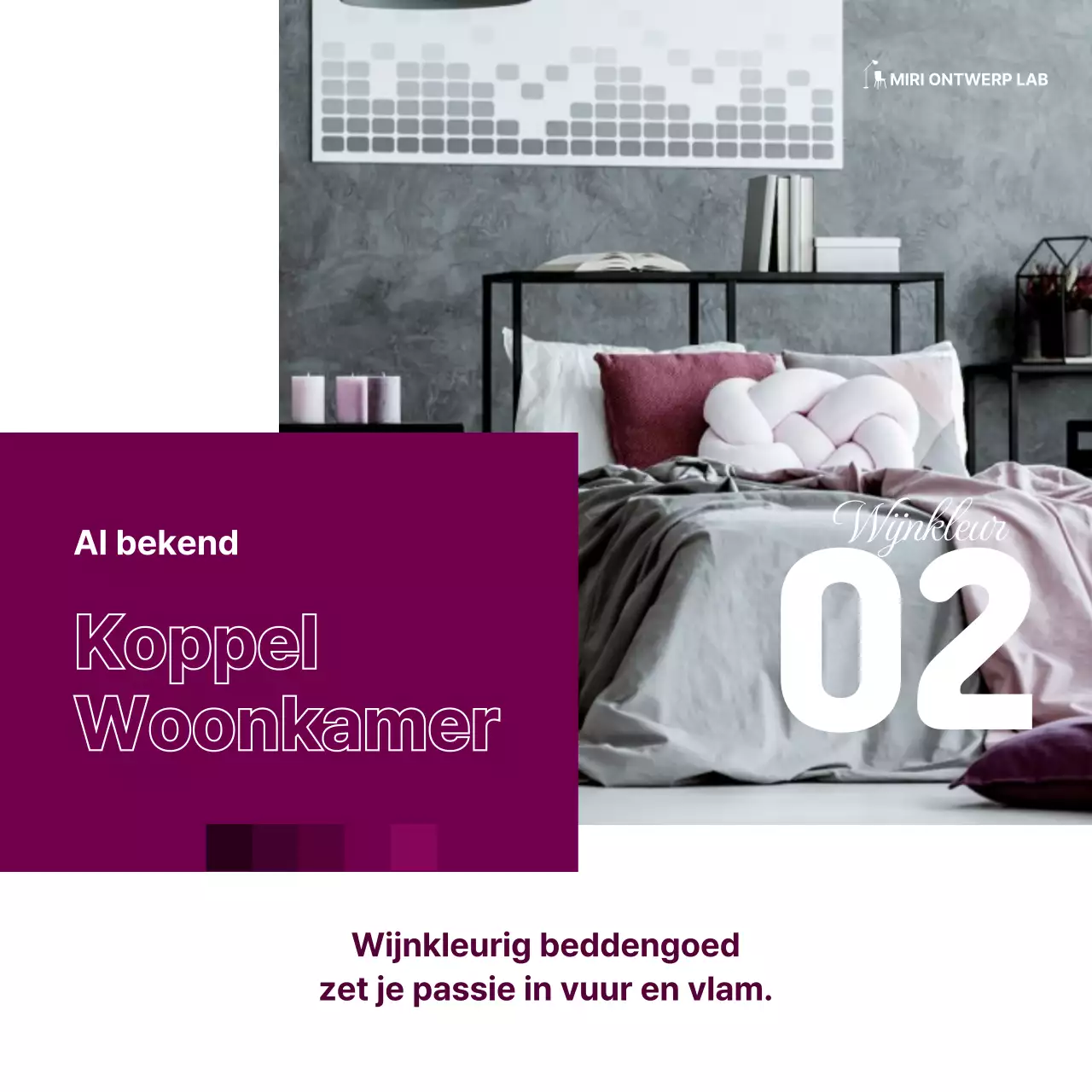 Magazine-stijl interieuradvies in groen en paars Simple Card News