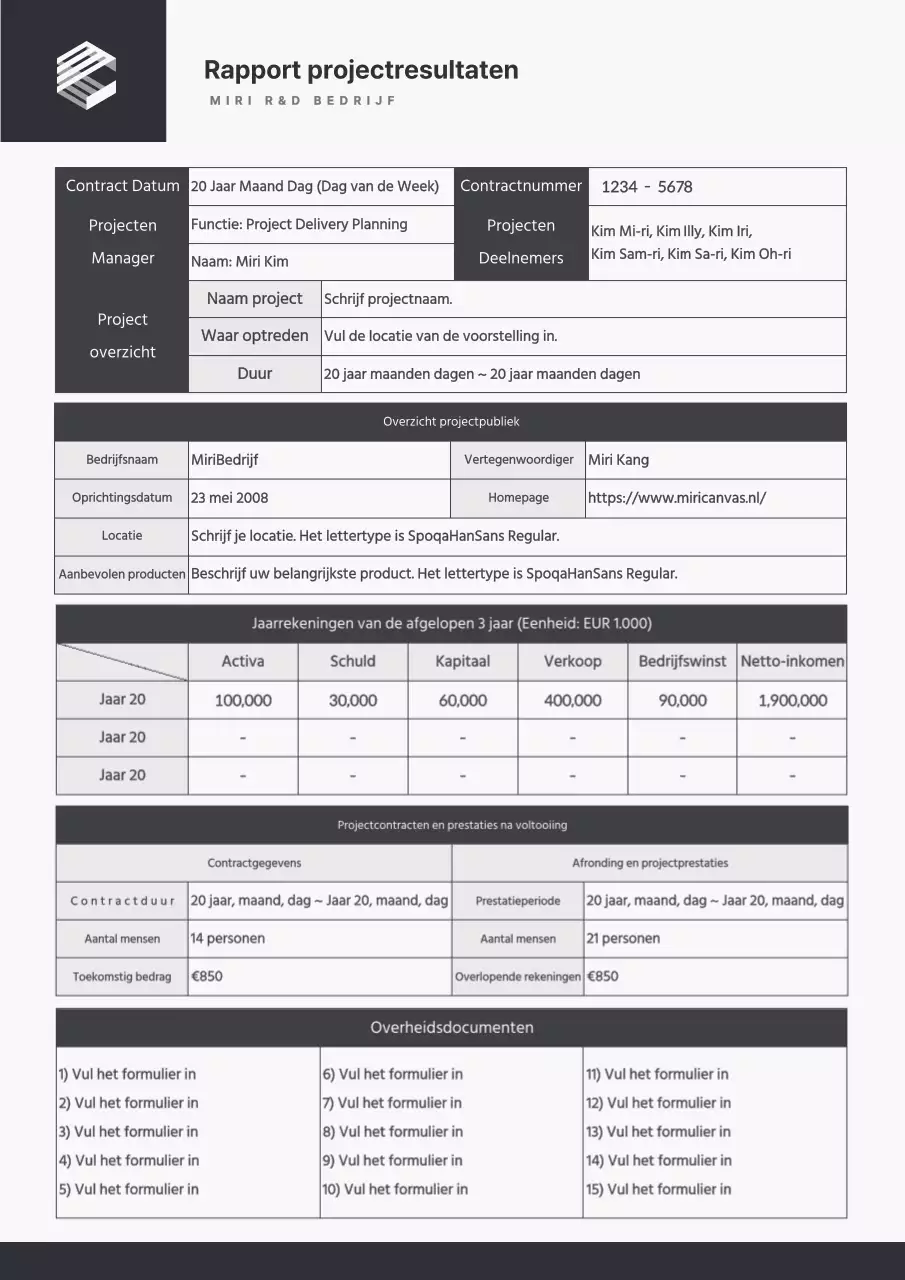 Een eenvoudig zwart en grijs projectrapport