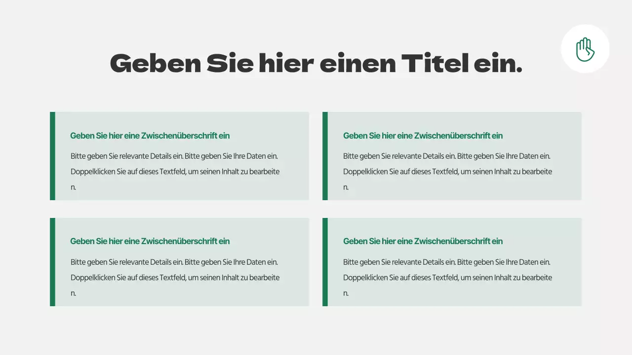 Sauberes konzeptionelles SWOT-Diagramm in Hellgrau und Grün